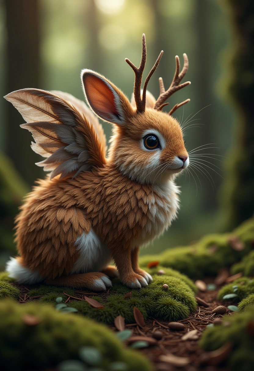 AI image of a squirrel with wings and antlers.